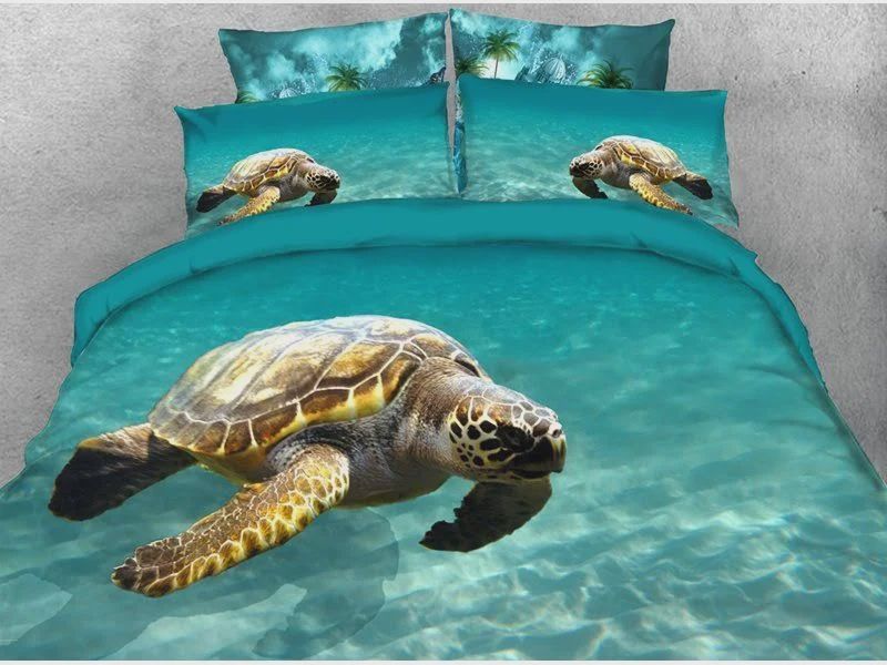 Swimming Sea Turtle Soft Warm Cotton Bedding Sets Swimming Sea Turtle Soft Warm Cotton Bedding Sets