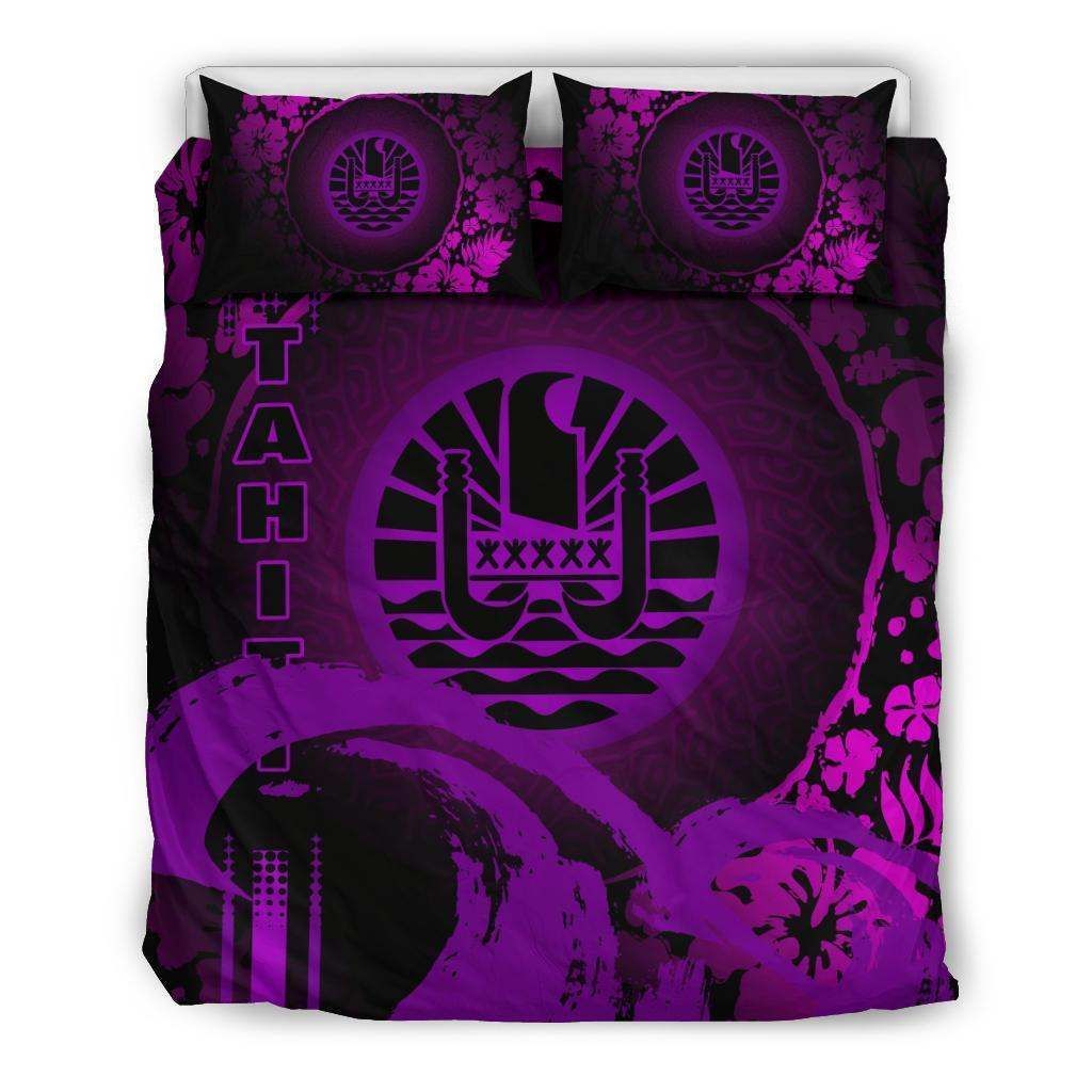 Tahiti Hibiscus And Wave Purple Cotton Bedding Sets Tahiti Hibiscus And Wave Purple Cotton Bedding Sets