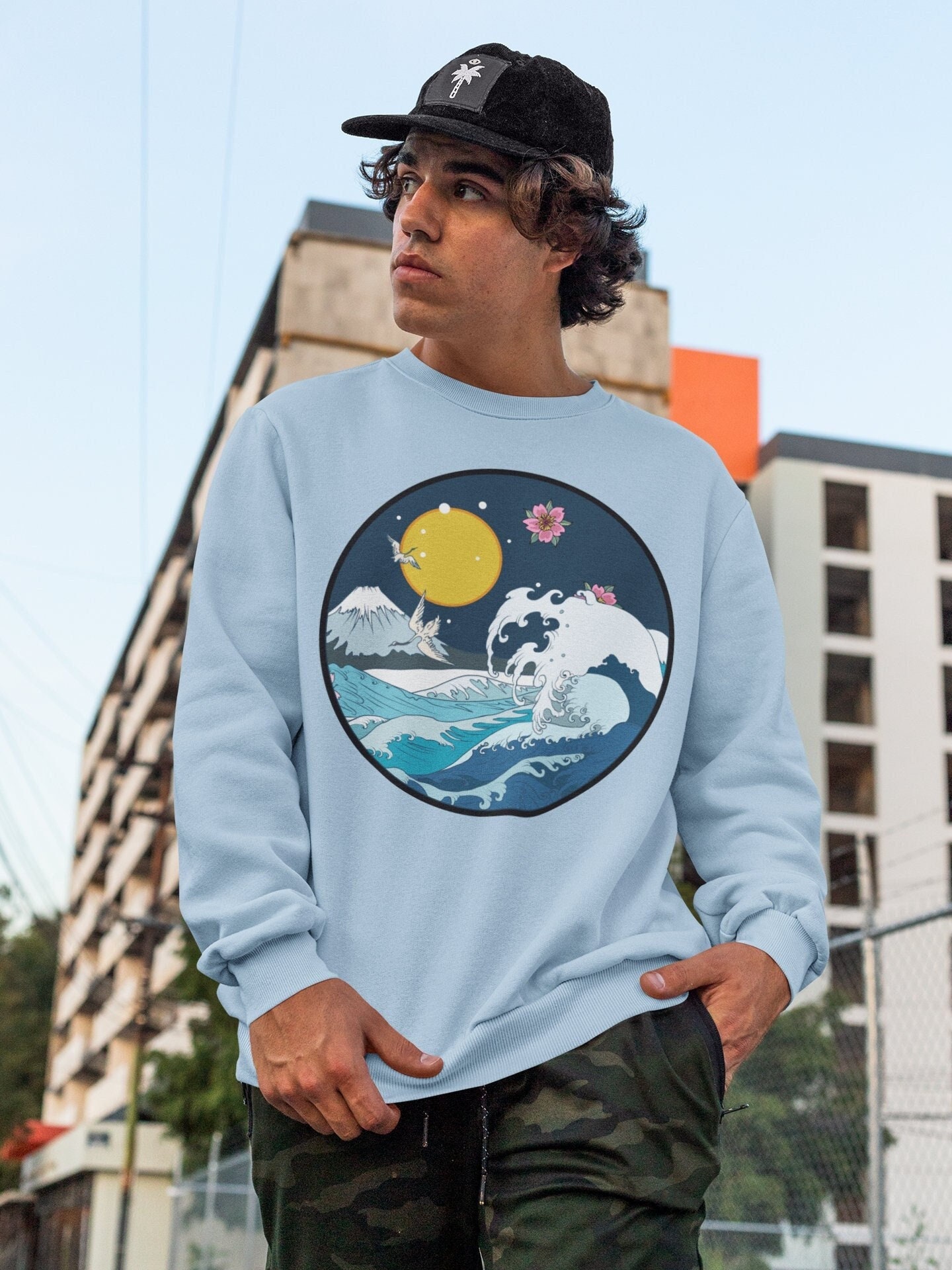 The Great Wave Off Kanagawa Blue Japan Style Unisex Sweatshirt The Great Wave Off Kanagawa Blue Japan Style Unisex Sweatshirt