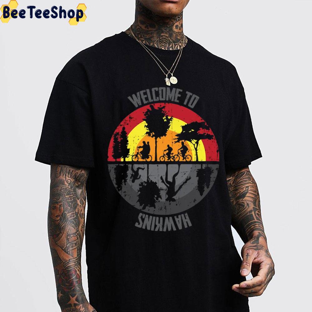 Welcome To Hawkins Silhouette Stranger Things 4 2022 Unisex T-Shirt Welcome To Hawkins Silhouette Stranger Things 4 2022 Unisex T-Shirt