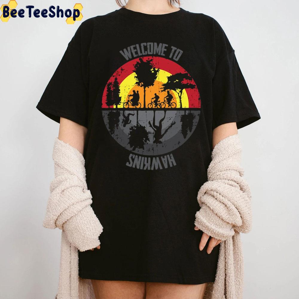 Welcome To Hawkins Silhouette Stranger Things 4 2022 Unisex T-Shirt Welcome To Hawkins Silhouette Stranger Things 4 2022 Unisex T-Shirt