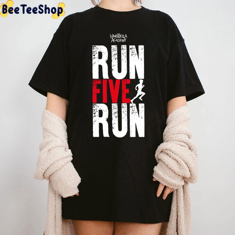 White Red Art Umbrella Academy Season 3 Run Five Run Unisex T-Shirt White Red Art Umbrella Academy Season 3 Run Five Run Unisex T-Shirt