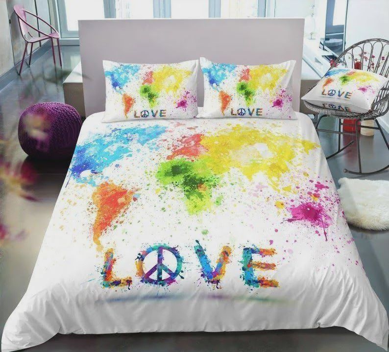 World Map Hippie Cotton Bedding Sets World Map Hippie Cotton Bedding Sets