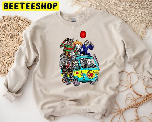 Halloween Horror Movie In Hippie Car Trending Unisex T-Shirt