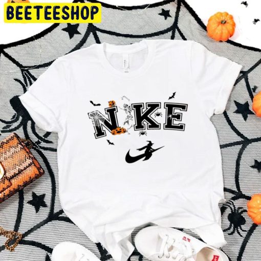 Witch And Skeleton In The Halloween Nike Logo Unisex T-Shirt