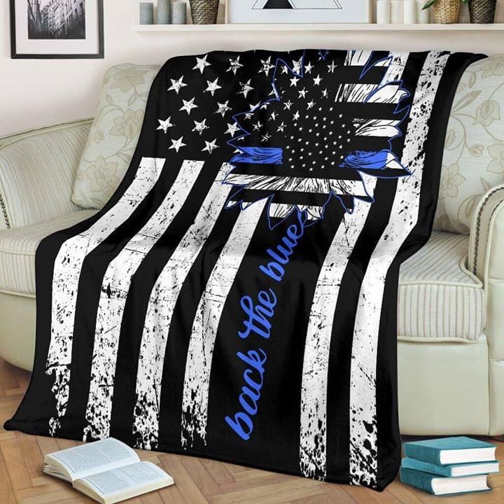 American Flag Sunflower Back The Blue Premium Comfy Sofa Throw Blanket American Flag Sunflower Back The Blue Premium Comfy Sofa Throw Blanket