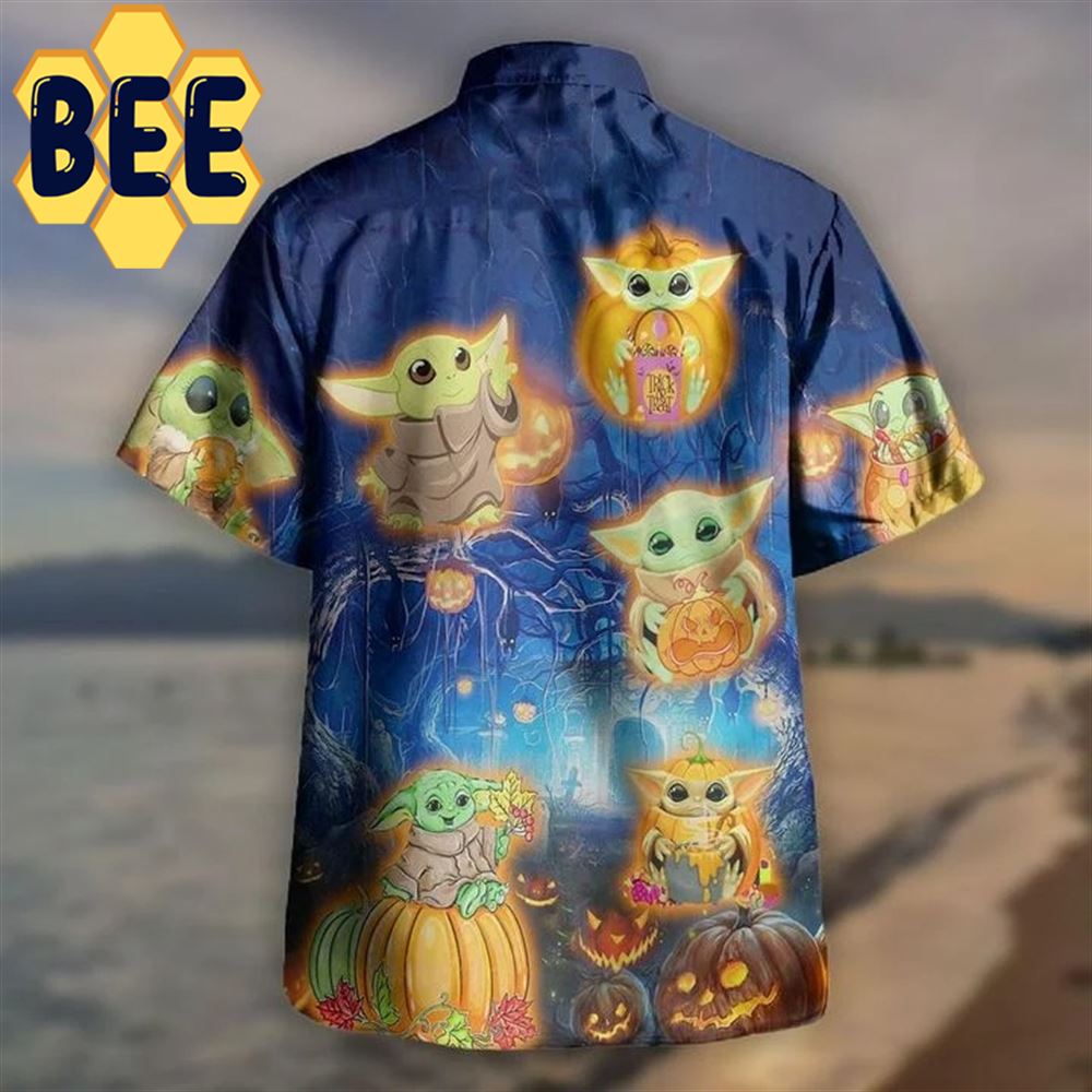 Baby Yoda With Pumpkins Halloween Hawaiian Shirt Baby Yoda With Pumpkins Halloween Hawaiian Shirt