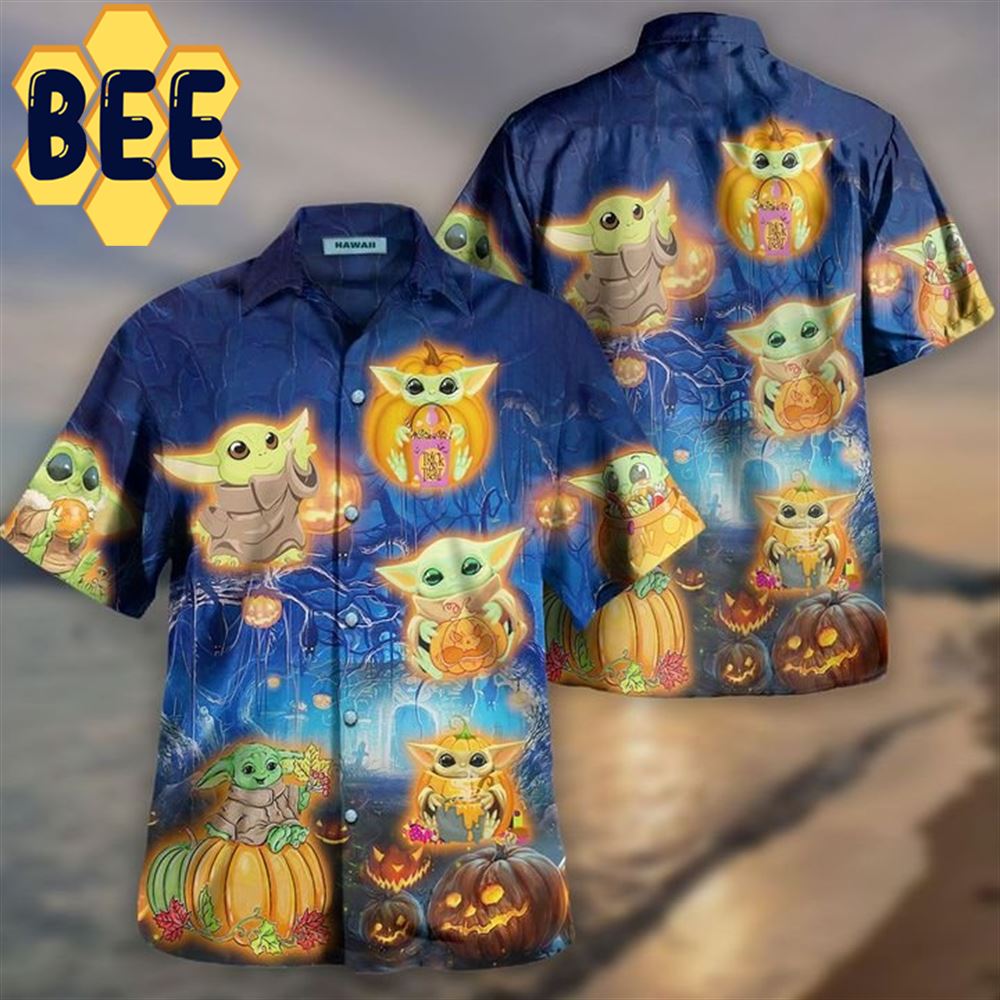 Baby Yoda With Pumpkins Halloween Hawaiian Shirt Baby Yoda With Pumpkins Halloween Hawaiian Shirt