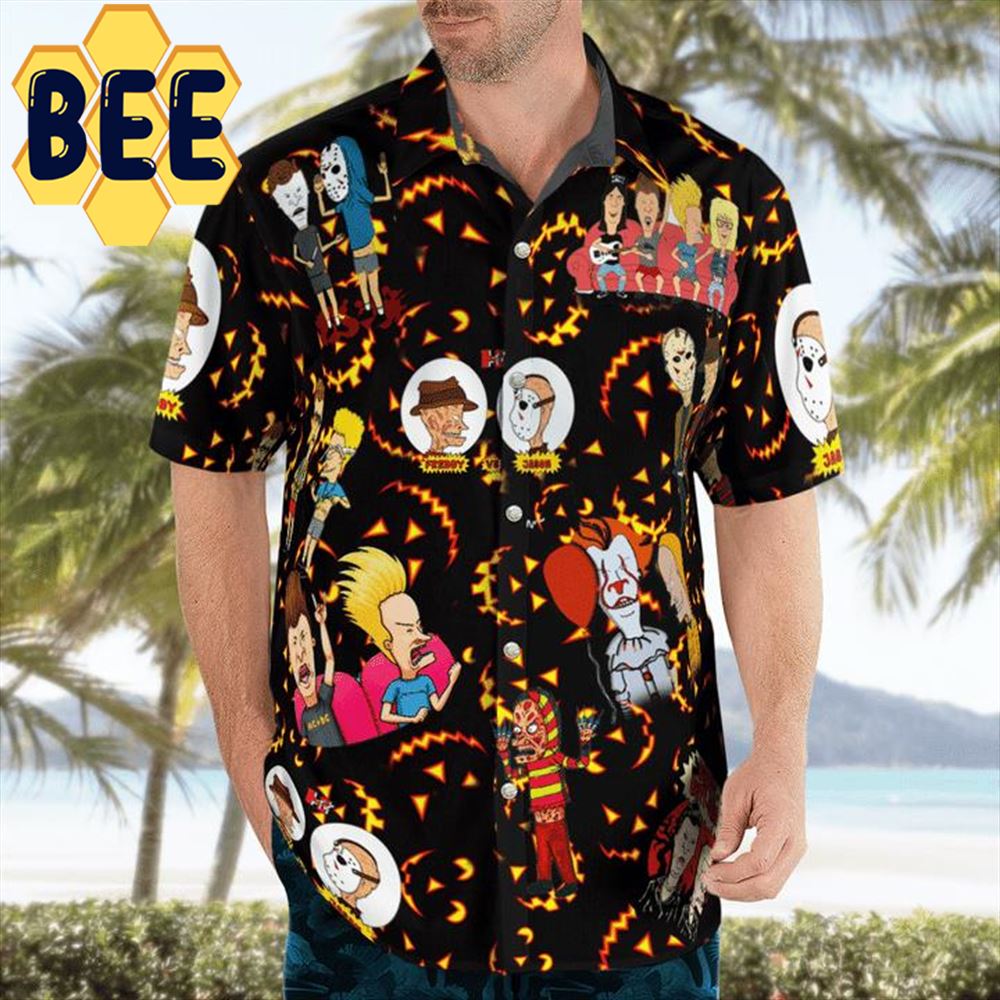 Beavis And Butt Head Horror Characters Halloween Hawaiian Shirt Beavis And Butt Head Horror Characters Halloween Hawaiian Shirt
