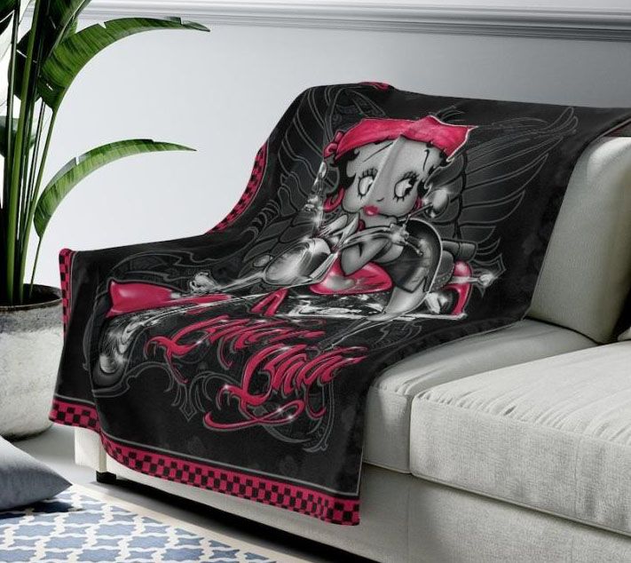 Betty Boop Biker Babe Sexy Lady Best Seller Fleece Blanket Throw Blanket Gift Betty Boop Biker Babe Sexy Lady Best Seller Fleece Blanket Throw Blanket Gift