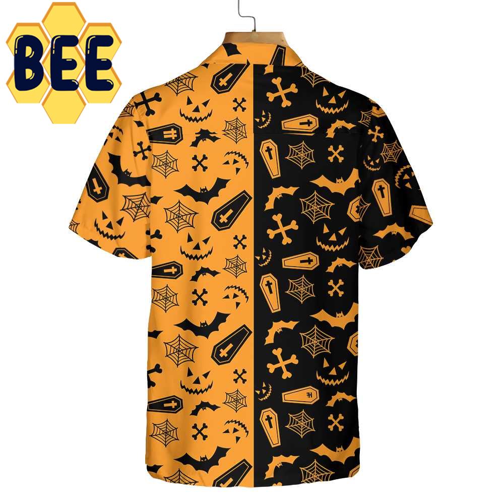 Black And Orange Spooky Halloween Hawaiian Shirt Black And Orange Spooky Halloween Hawaiian Shirt