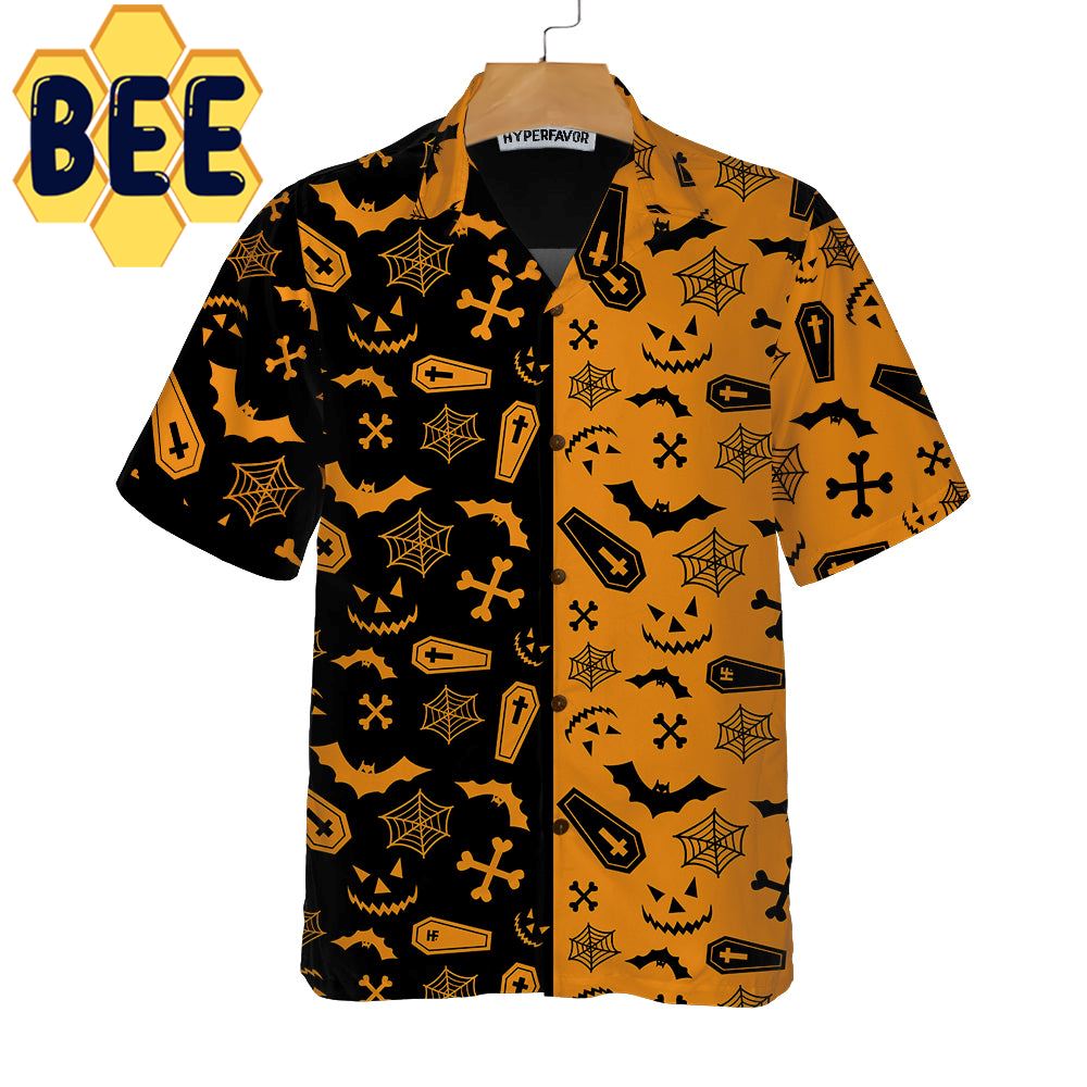 Black And Orange Spooky Halloween Hawaiian Shirt Black And Orange Spooky Halloween Hawaiian Shirt