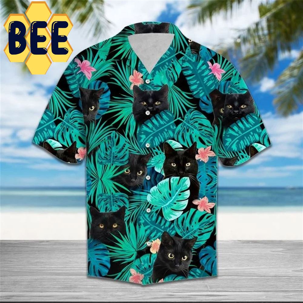 Black Cat Tropical Hawaiian Shirt Black Cat Tropical Hawaiian Shirt