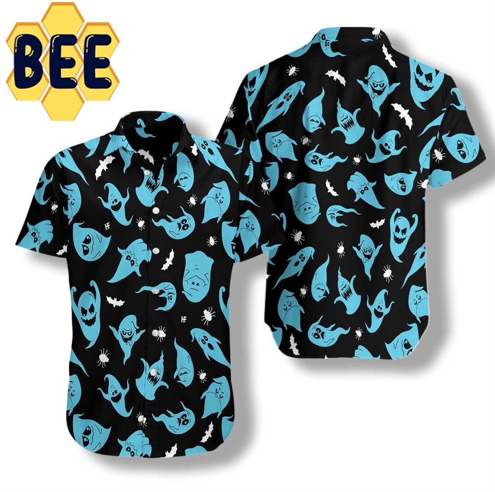 Blue Ghosts Halloween Hawaiian Shirt Blue Ghosts Halloween Hawaiian Shirt