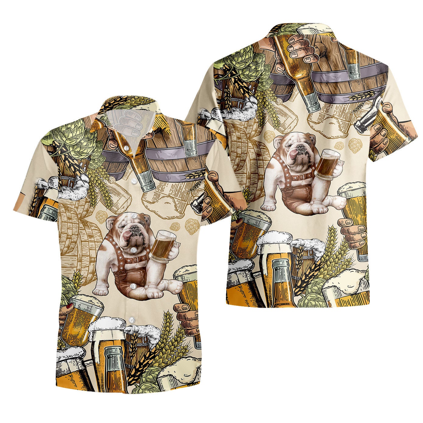 Bulldog And Beer Hawaiian Shirt Bulldog And Beer Hawaiian Shirt
