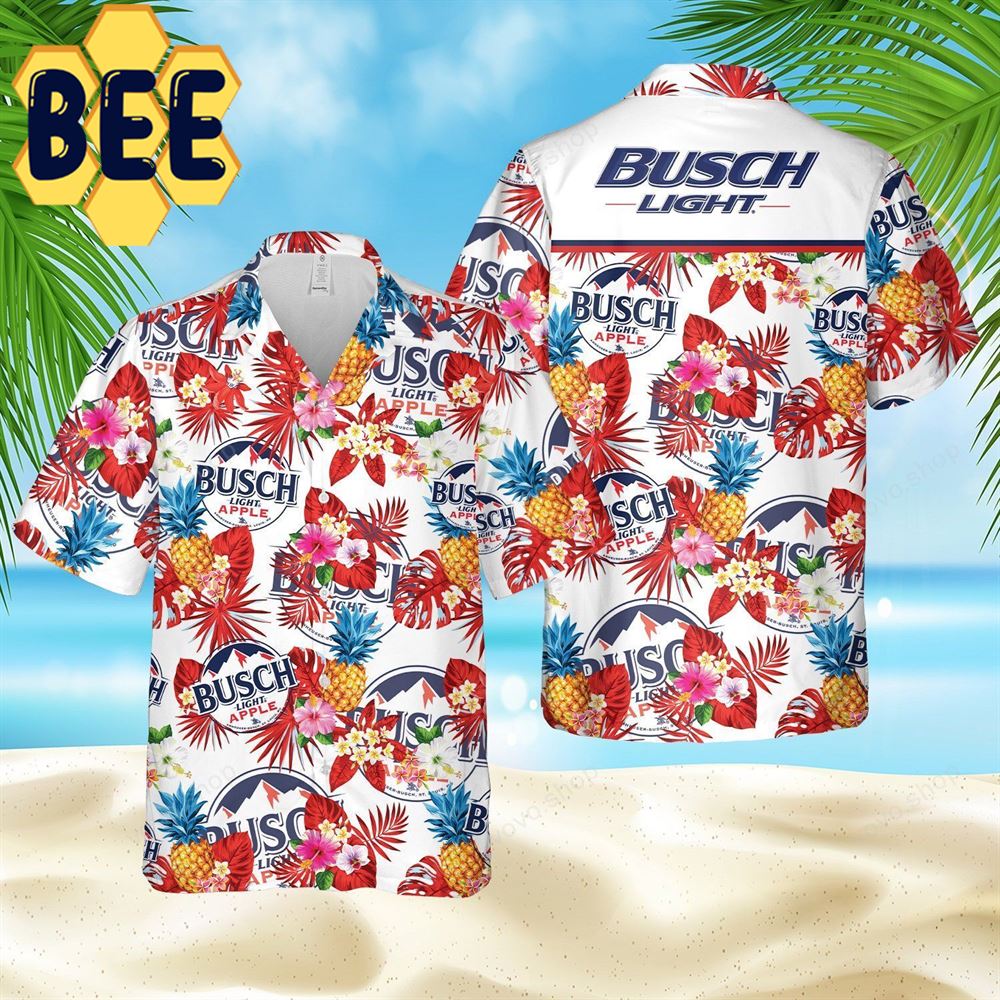 Busch Light Beer Apple Tropical Floral Hawaiian Shirt Busch Light Beer Apple Tropical Floral Hawaiian Shirt