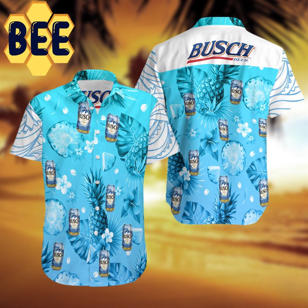 Busch Light Beer Pineapple Floral Hawaiian Shirt Busch Light Beer Pineapple Floral Hawaiian Shirt