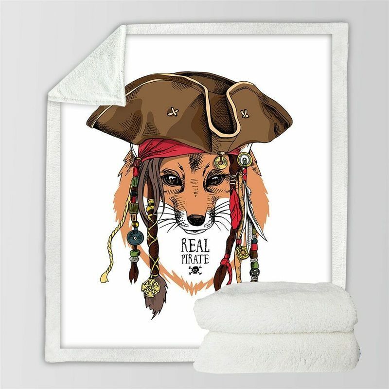 Cartoon Pirate Fox Premium Comfy Sofa Throw Blanket Cartoon Pirate Fox Premium Comfy Sofa Throw Blanket