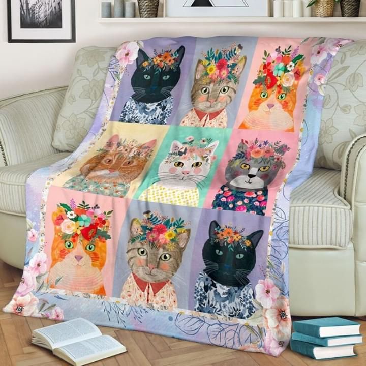 Cat Lovers Flower Premium Comfy Sofa Throw Blanket Cat Lovers Flower Premium Comfy Sofa Throw Blanket