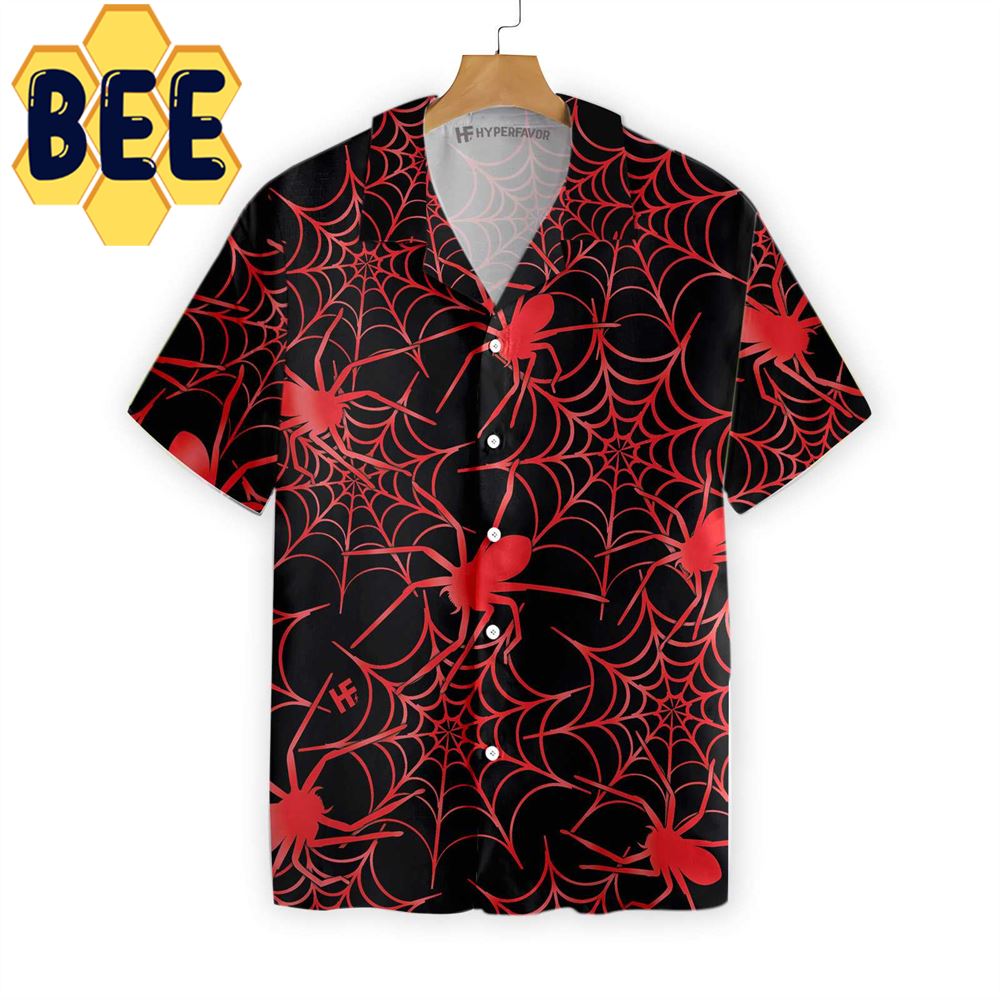 Creepy Spider Halloween Hawaiian Shirt Creepy Spider Halloween Hawaiian Shirt
