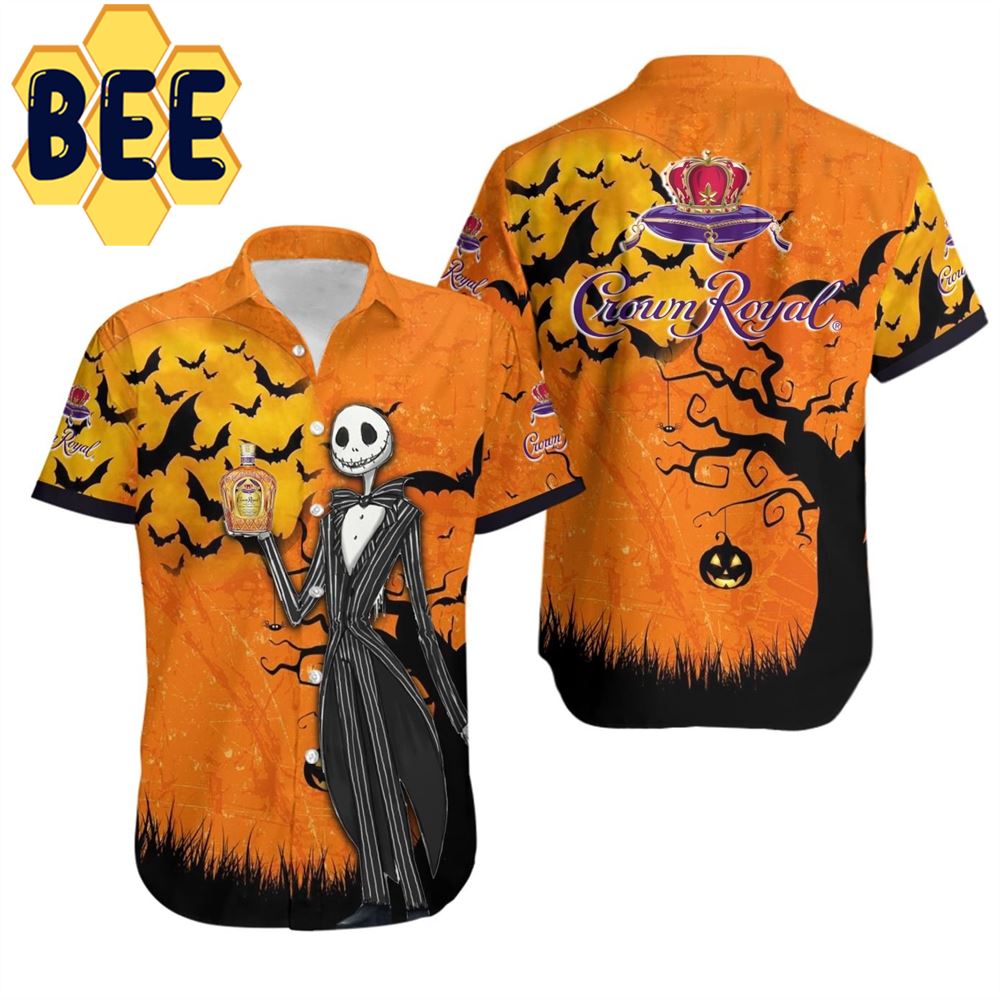 Crown Royal Wine Jack Skellington Halloween Hawaiian Shirt Crown Royal Wine Jack Skellington Halloween Hawaiian Shirt