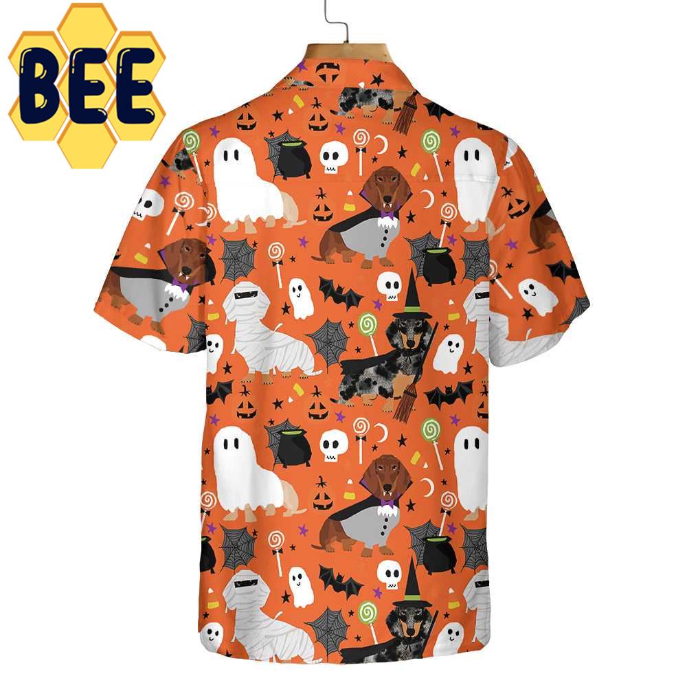 Dachshunds On Halloween Hawaiian Shirt Dachshunds On Halloween Hawaiian Shirt