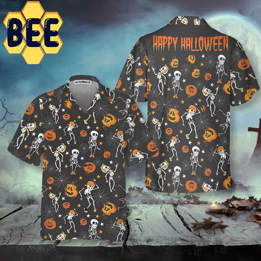 Dancing Skeletons Happy Halloween Hawaiian Shirt Dancing Skeletons Happy Halloween Hawaiian Shirt