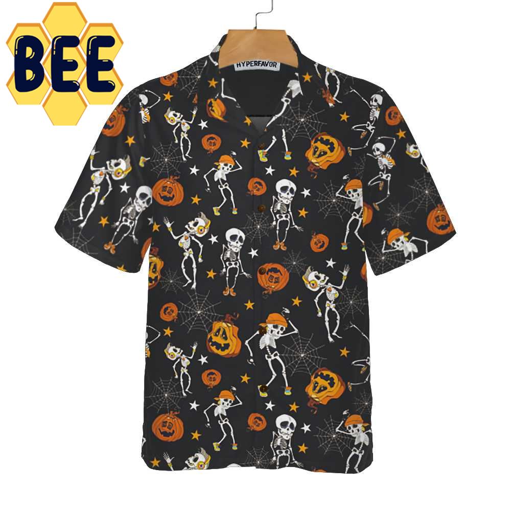Dancing Skeletons Happy Halloween Hawaiian Shirt Dancing Skeletons Happy Halloween Hawaiian Shirt