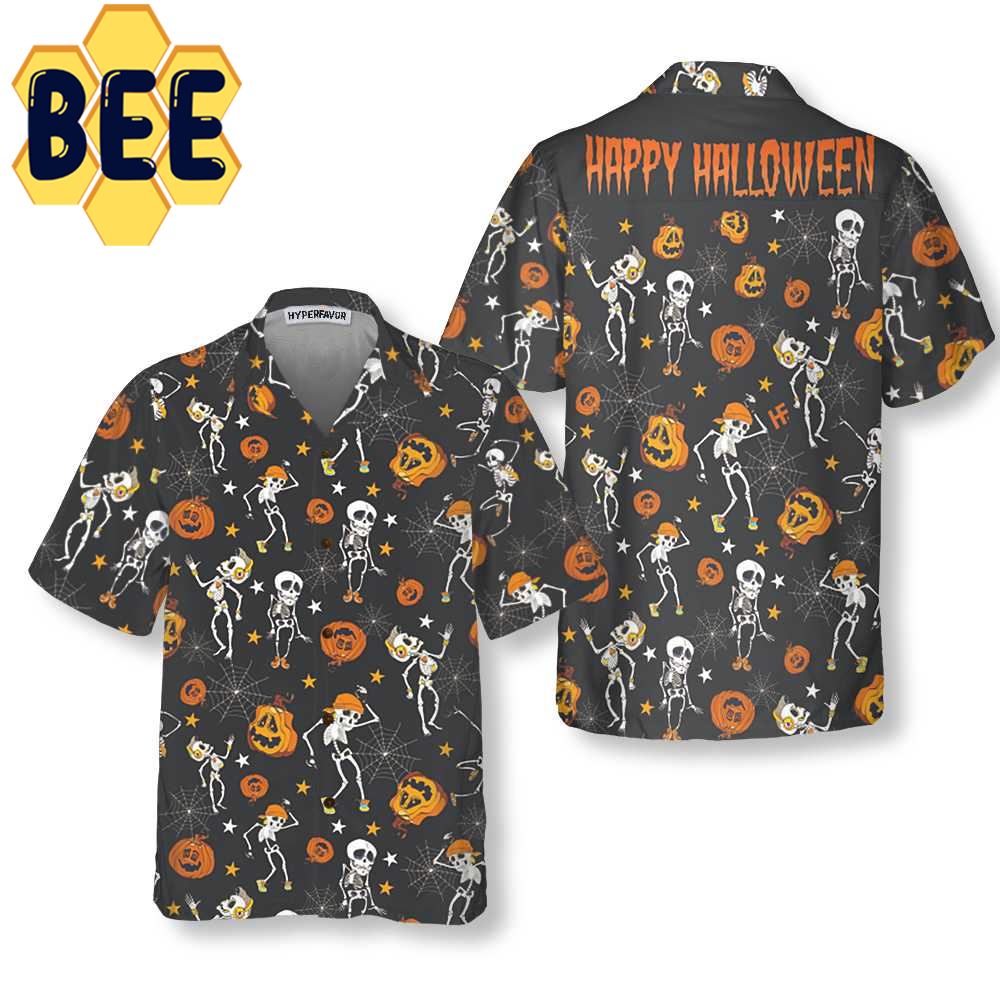 Dancing Skeletons Happy Halloween Hawaiian Shirt Dancing Skeletons Happy Halloween Hawaiian Shirt