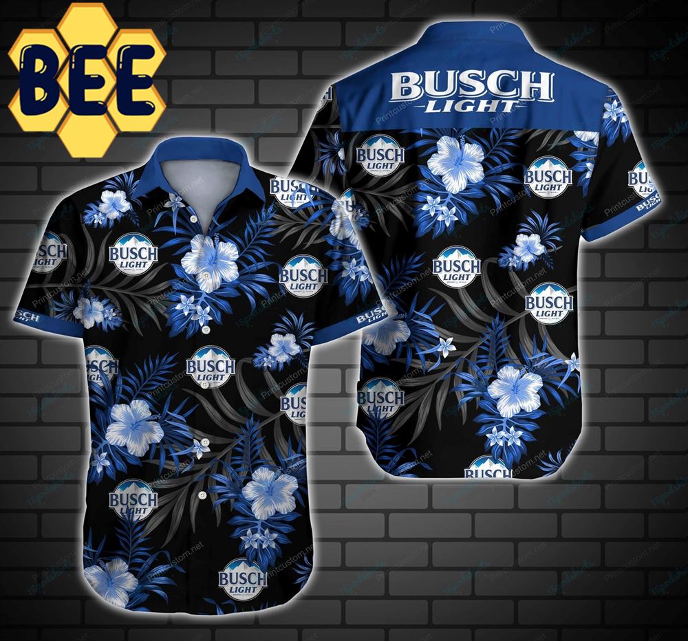 Dark Busch Light Beer Floral Hawaiian Shirt Dark Busch Light Beer Floral Hawaiian Shirt