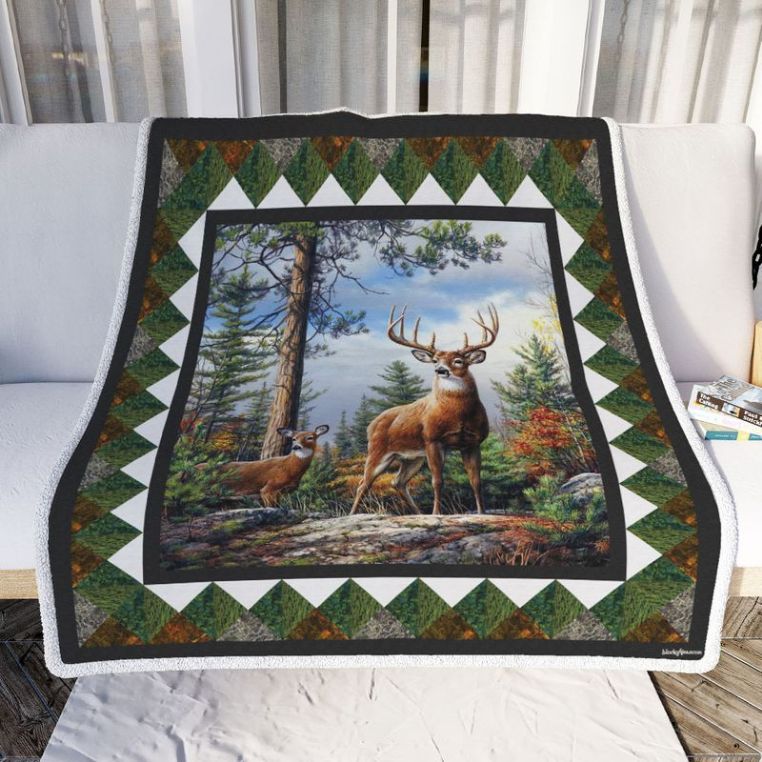 Deer In Forest Premium Comfy Sofa Throw Blanket Deer In Forest Premium Comfy Sofa Throw Blanket