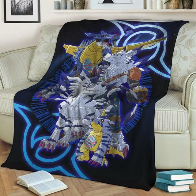 Digimon Gabumon Family Fleece Blanket Throw Blanket Gift Digimon Gabumon Family Fleece Blanket Throw Blanket Gift