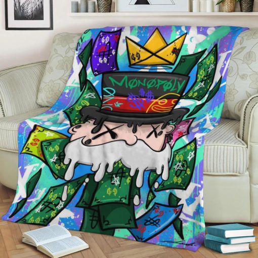Dollar Drop Monopoly Fleece Blanket Throw Blanket Gift Dollar Drop Monopoly Fleece Blanket Throw Blanket Gift