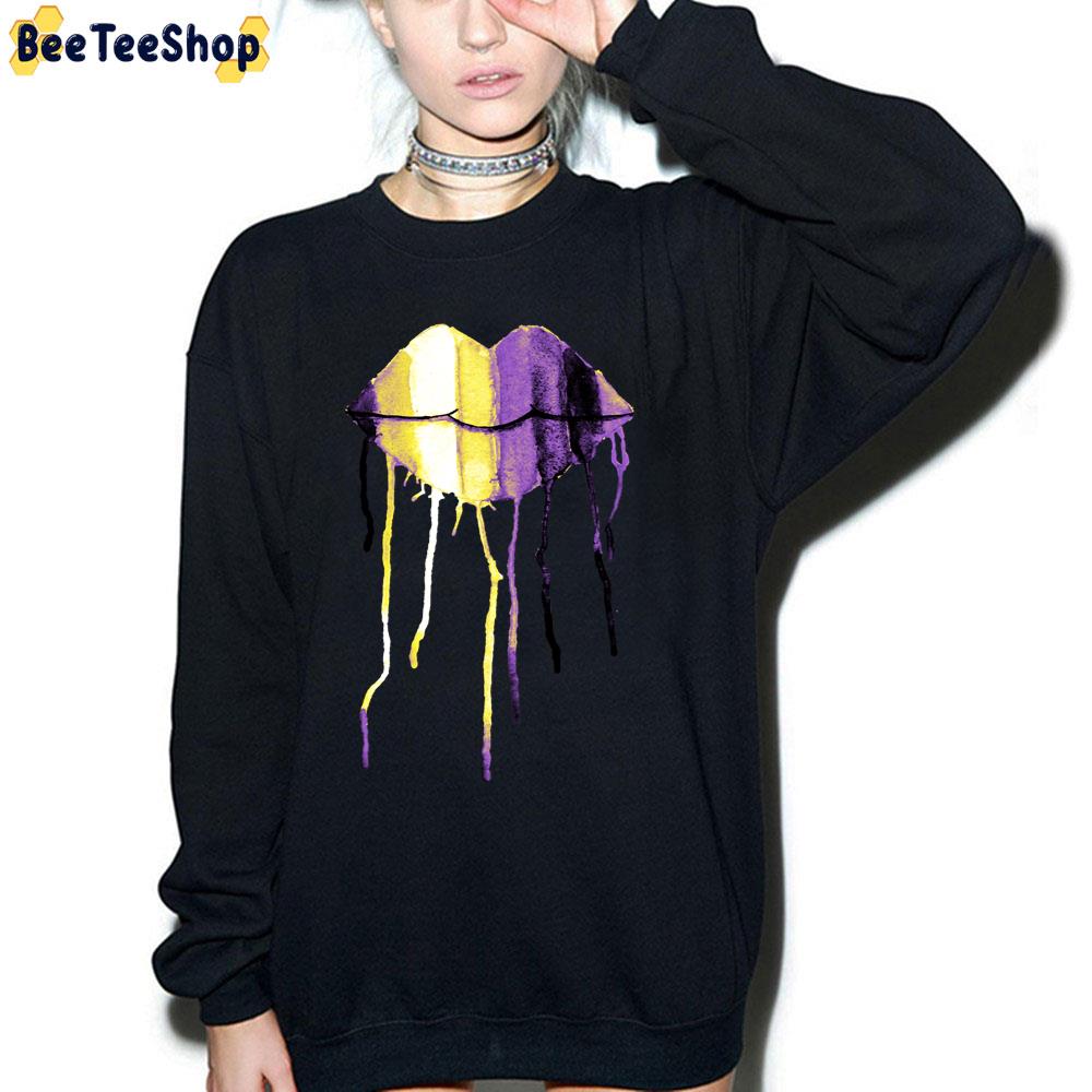 Dripping Watercolor Lips Nonbinary Pride Unisex T-Shirt Dripping Watercolor Lips Nonbinary Pride Unisex T-Shirt