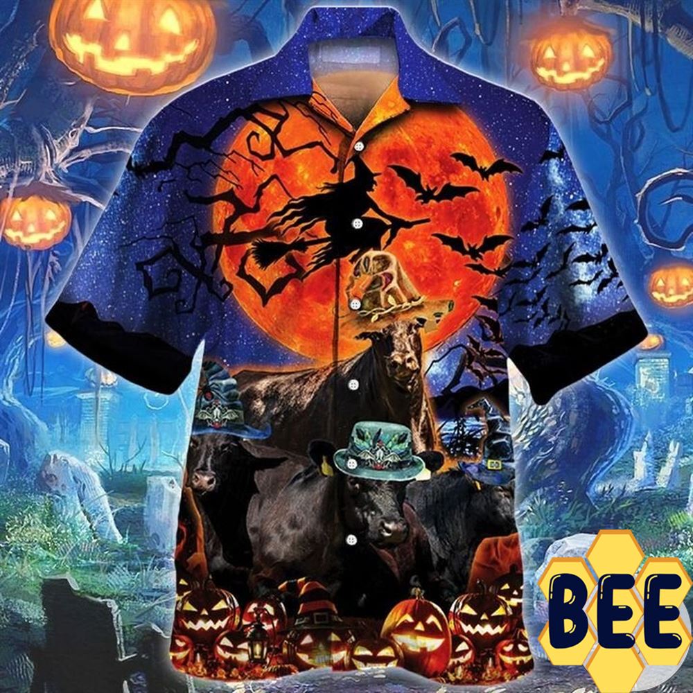Farmer Black Angus Cattle Lovers Halloween Hawaiian Shirt Farmer Black Angus Cattle Lovers Halloween Hawaiian Shirt