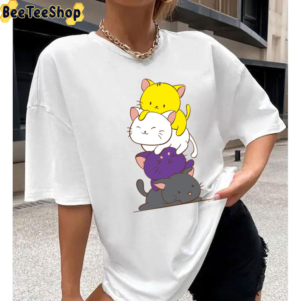 Flag Kawaii Cats Cute Lgbtq Nonbinary Pride Unisex T-Shirt Flag Kawaii Cats Cute Lgbtq Nonbinary Pride Unisex T-Shirt