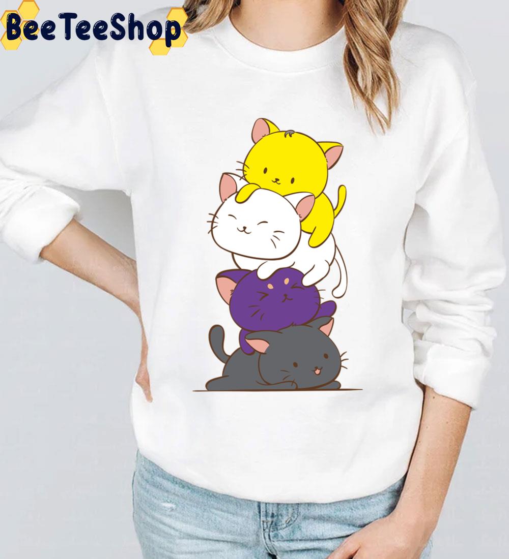 Flag Kawaii Cats Cute Lgbtq Nonbinary Pride Unisex T-Shirt Flag Kawaii Cats Cute Lgbtq Nonbinary Pride Unisex T-Shirt