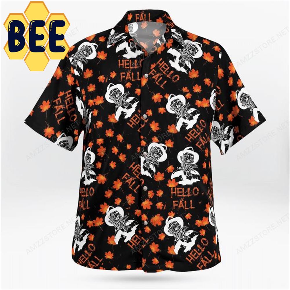Freddy Krueger Hello Fall Horror Movie Halloween Hawaiian Shirt Freddy Krueger Hello Fall Horror Movie Halloween Hawaiian Shirt