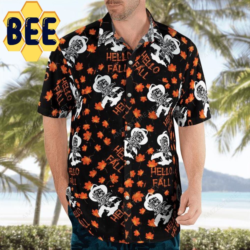 Freddy Krueger Hello Fall Horror Movie Halloween Hawaiian Shirt Freddy Krueger Hello Fall Horror Movie Halloween Hawaiian Shirt