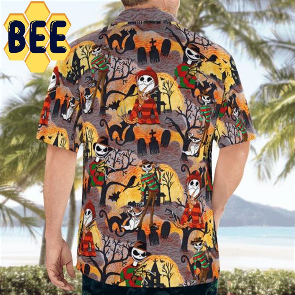 Freddy Krueger Jack Skelington Halloween Hawaiian Shirt Freddy Krueger Jack Skelington Halloween Hawaiian Shirt