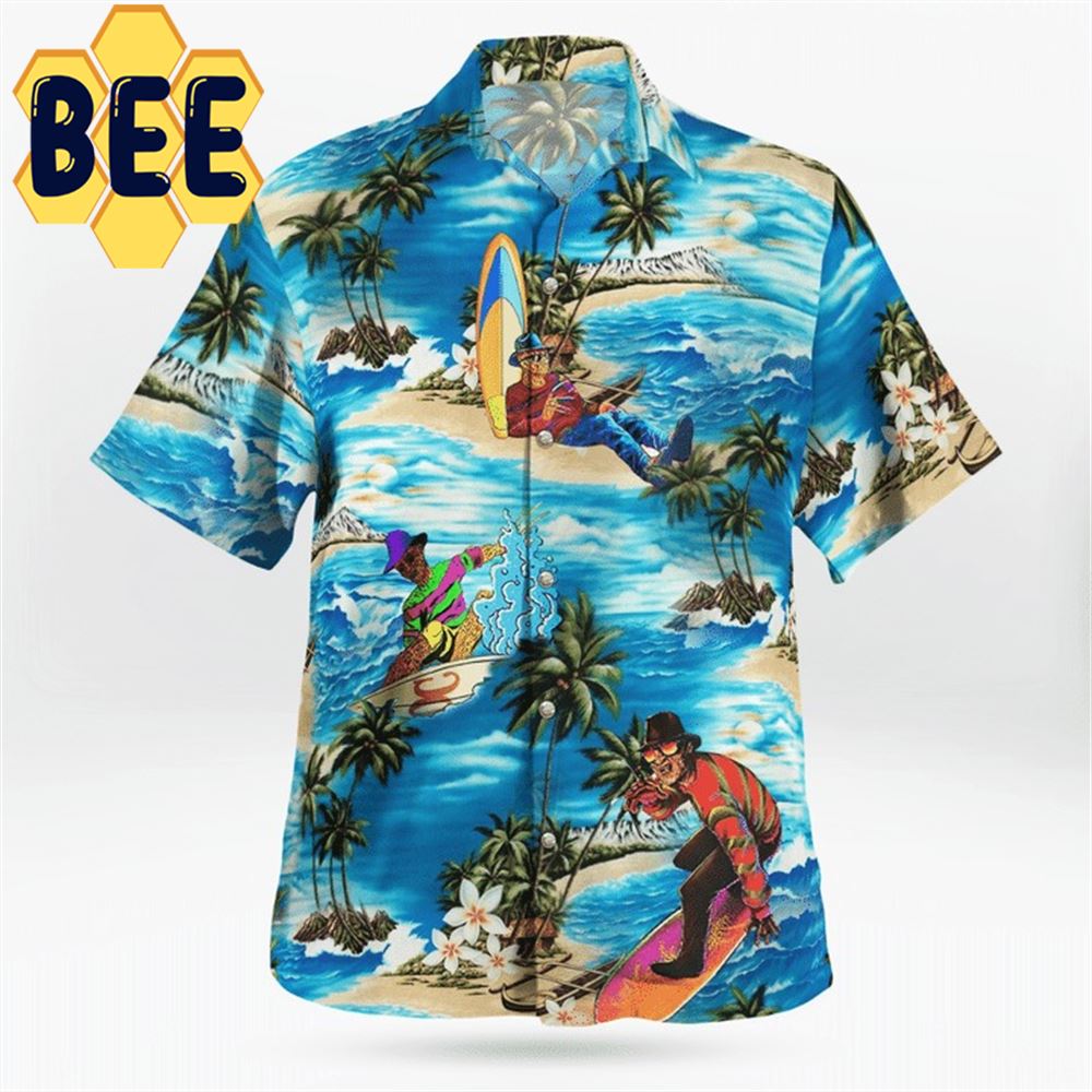 Freddy Krueger Surfing Horror Halloween Hawaiian Shirt Freddy Krueger Surfing Horror Halloween Hawaiian Shirt