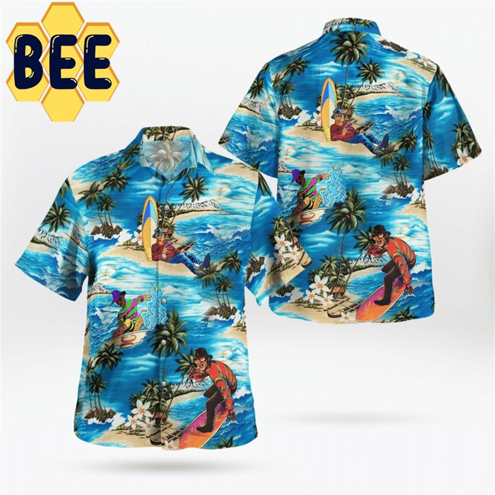 Freddy Krueger Surfing Horror Halloween Hawaiian Shirt Freddy Krueger Surfing Horror Halloween Hawaiian Shirt