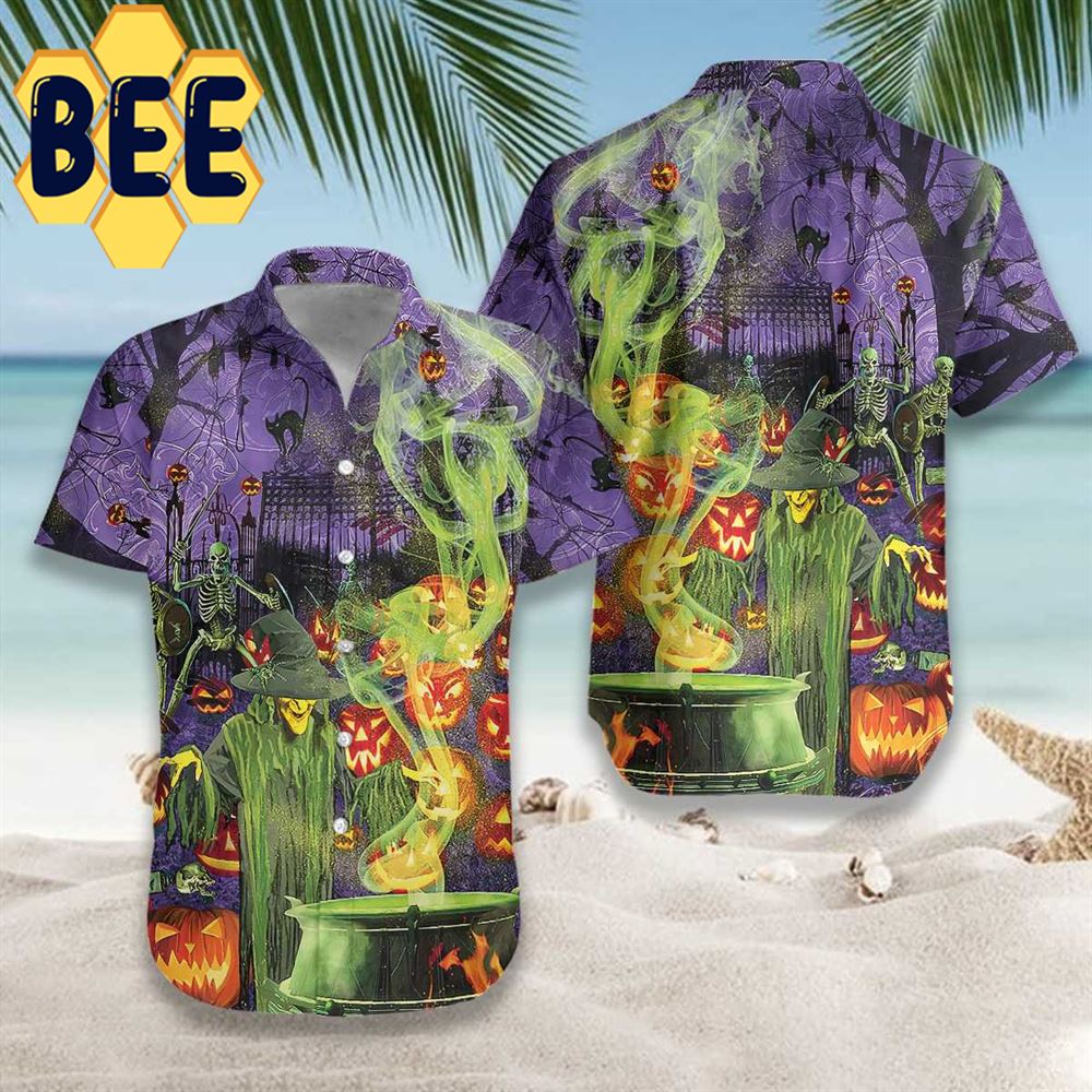 Fright Night Witch Hour Halloween Hawaiian Shirt Fright Night Witch Hour Halloween Hawaiian Shirt