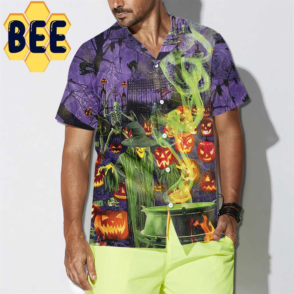 Fright Night Witch Hour Halloween Hawaiian Shirt Fright Night Witch Hour Halloween Hawaiian Shirt