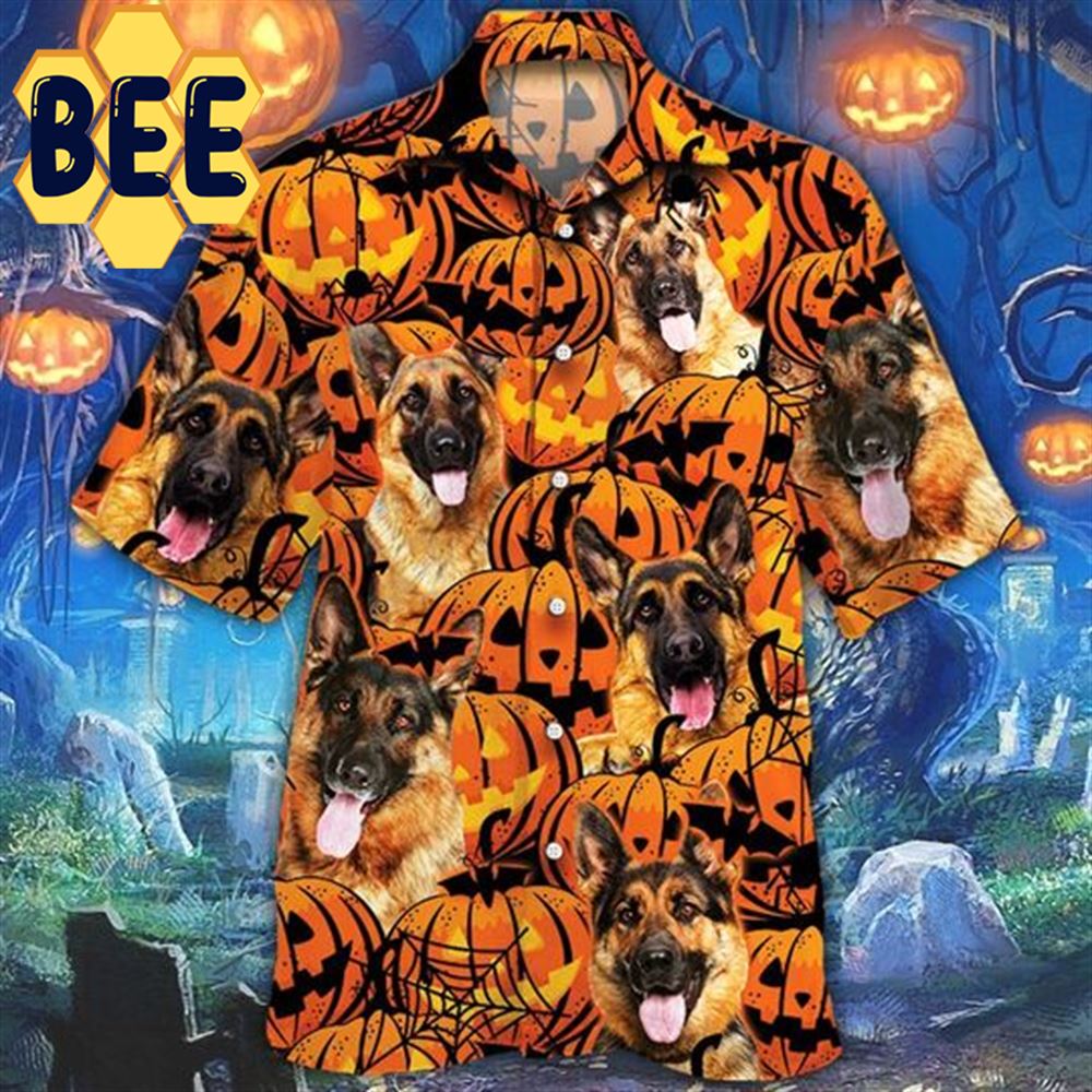 German Shepherd Dog Lover Pumpkins Halloween Hawaiian Shirt German Shepherd Dog Lover Pumpkins Halloween Hawaiian Shirt