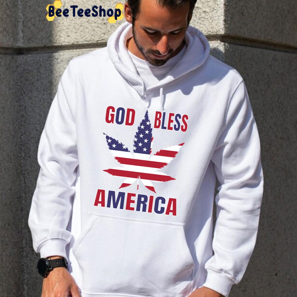 God Bless America Marijuana Leaf American Flag Unisex T-Shirt God Bless America Marijuana Leaf American Flag Unisex T-Shirt