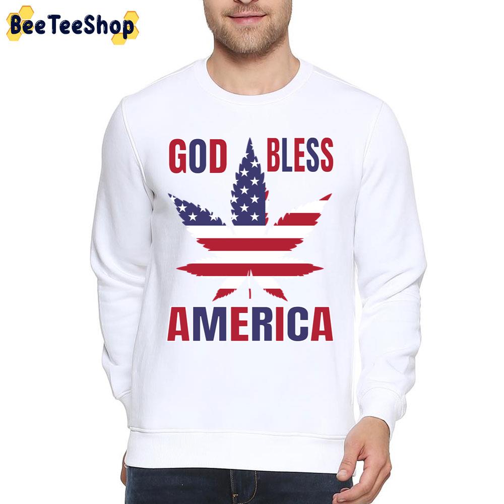 God Bless America Marijuana Leaf American Flag Unisex T-Shirt God Bless America Marijuana Leaf American Flag Unisex T-Shirt