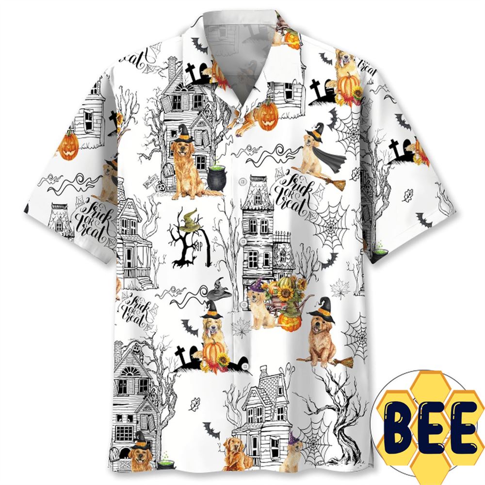 Golden Retriever Halloween Hawaiian Shirt Golden Retriever Halloween Hawaiian Shirt