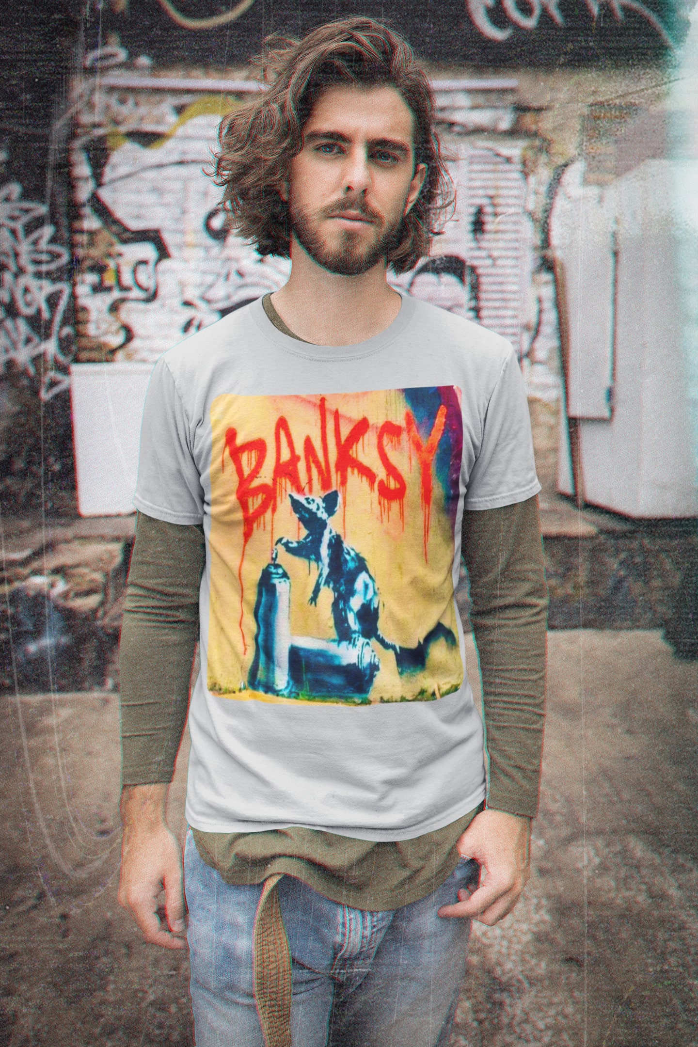 Graphic Art Banksy Street Art Halloween Unisex T-Shirt Graphic Art Banksy Street Art Halloween Unisex T-Shirt