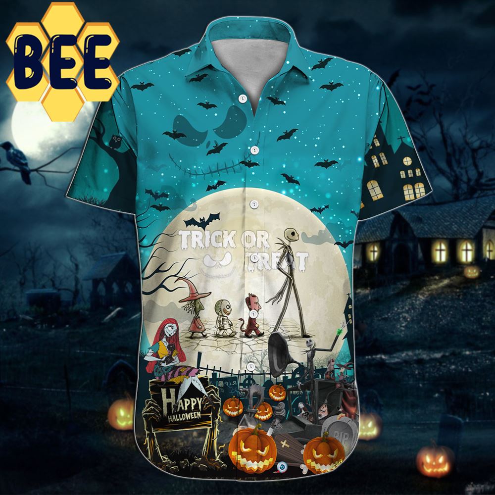 Halloween Trick Or Treat Jack Skellington TNBC Hawaiian Shirt Halloween Trick Or Treat Jack Skellington TNBC Hawaiian Shirt